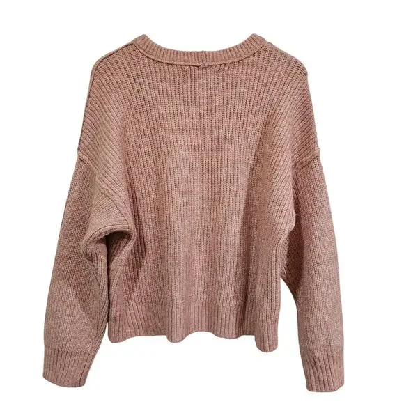 American Eagle Chenille Ribbed Knit Sweater Dusty Rose/Mauve Size XL - Picture 2 of 5